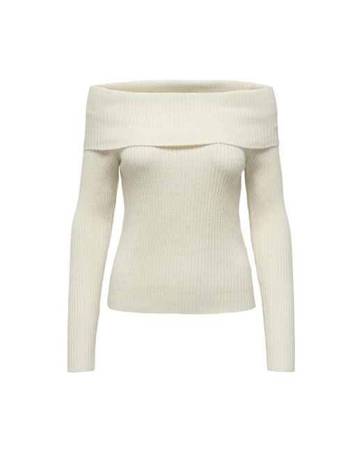 ONLY White Round-Neck Knitwear