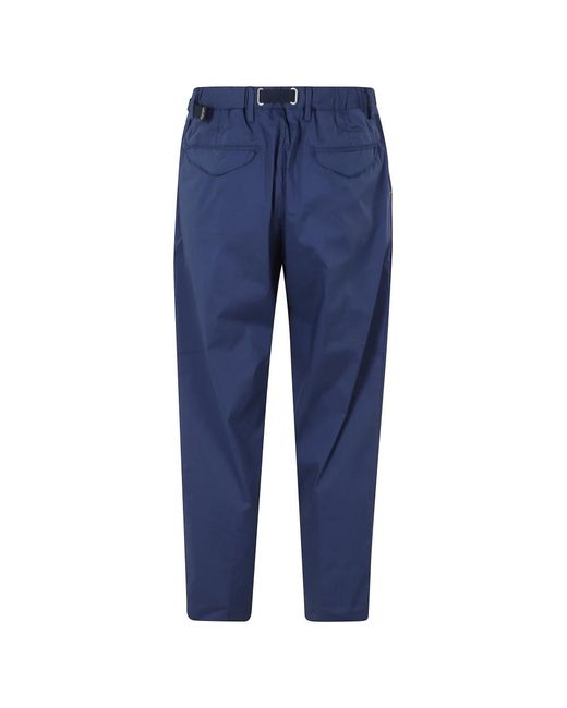 White Sand Blue Straight Trousers for men