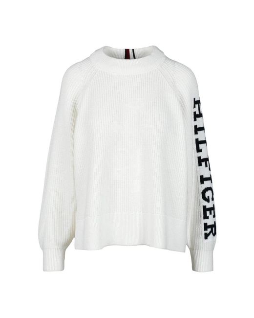 Tommy Hilfiger White Round-Neck Knitwear