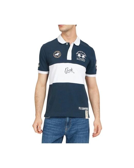 La Martina Blue Polo Shirts for men