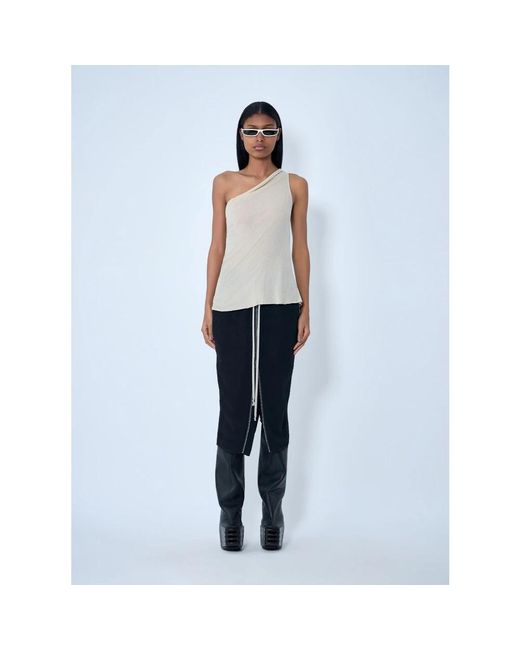 Rick Owens Tops ,Asymmetrisch Gedrapeerd T-Shirt in het White