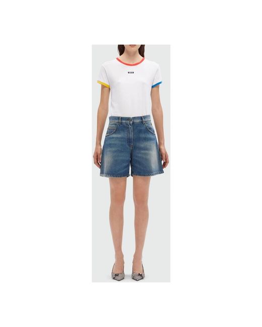 MSGM Blue Denim Shorts