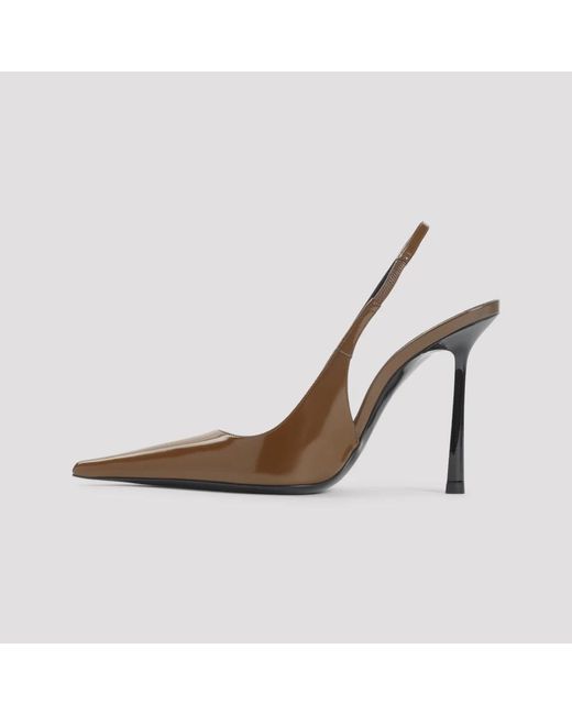Saint Laurent Bruin Kalfsleer Slingback Pumps in het Brown