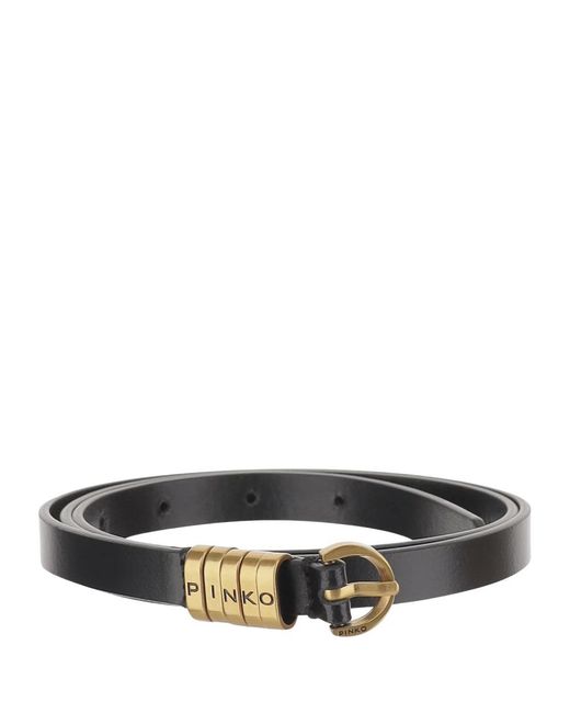 Pinko Accessoires ,Zwart ,Leer 1,2-Cm Riem Met Logo Letters in het Black