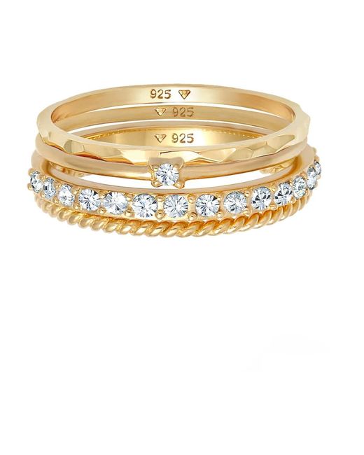 Elli Jewelry Metallic Silberring-Set Mit Verschiedenen Stilen