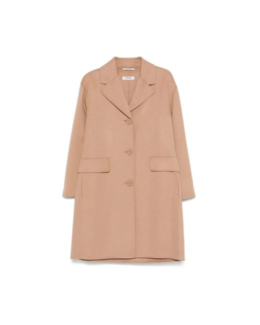 Max Mara Single-Breasted Coats in het Natural