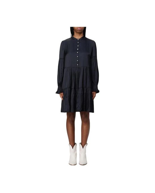 Zadig & Voltaire Black Gestufte Mini-Kleid Mit Langen Ärmeln