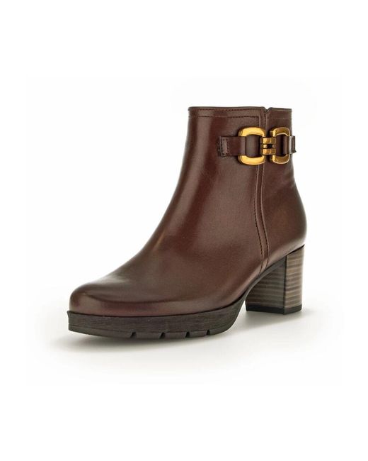 Gabor Brown Eleganter Leder Knöchelstiefel mit Luftkammer-Sohle
