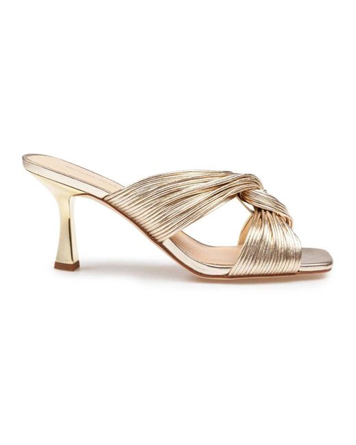 Michael Kors Goldenes Metallic-Leder Mule Mit 8,5 Cm Absatz