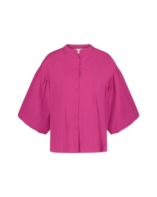 FABIENNE CHAPOT Pink Bluse mit knopfleiste und ausgestellten ärmeln