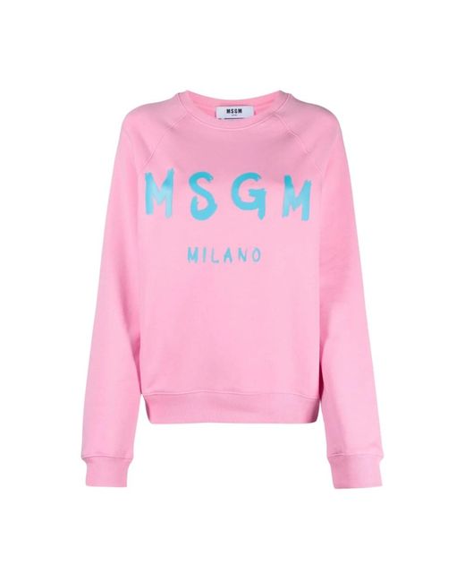 MSGM Pink Rosa sweaters mit französischem terry-futter