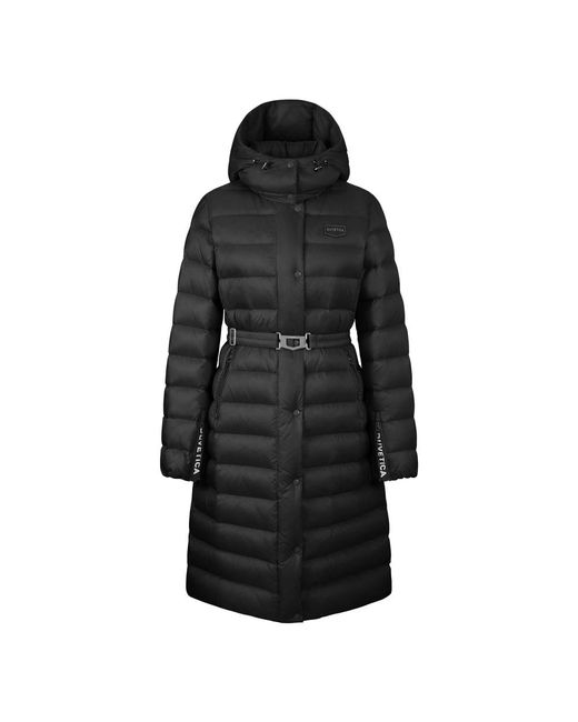 Abrigo largo negro con cinturón Duvetica de color Black