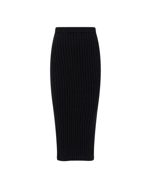 Max Mara Elastische Taille Geribbelde Hoge Taille Rok in het Black