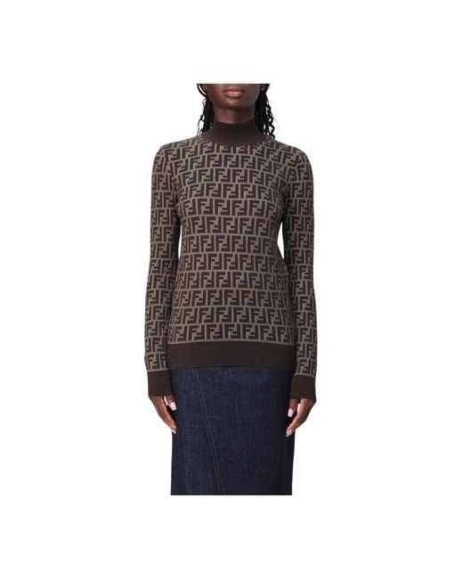 Fendi Blue Luxuriöser Tabak Pullover