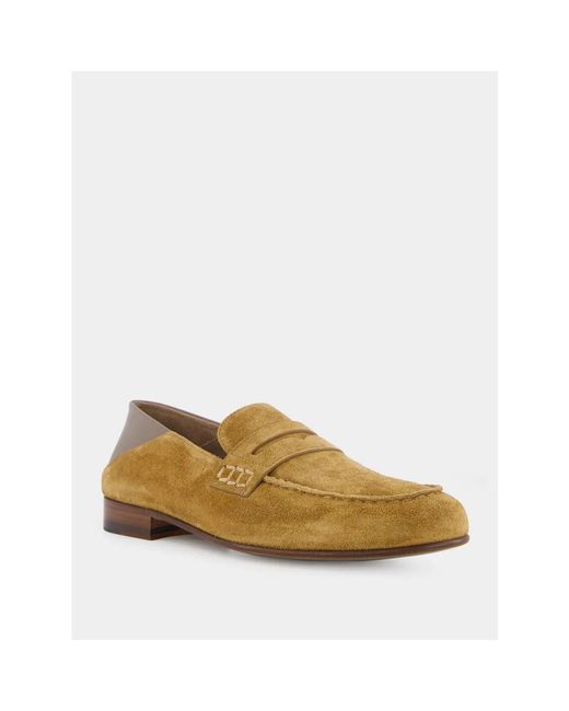 Manolo Blahnik Bruine Suède Penny Loafers in het Natural voor heren