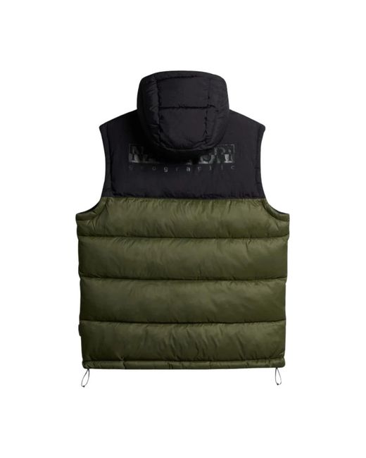 Napapijri Jassen ,Groen ,Groene Mouwloze Hoodie Jas in het Green voor heren
