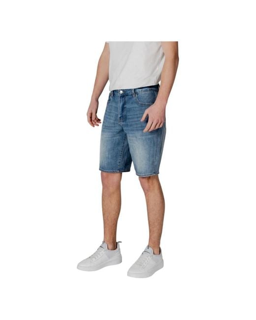 ARMANI EXCHANGE Blue Denim Shorts for men
