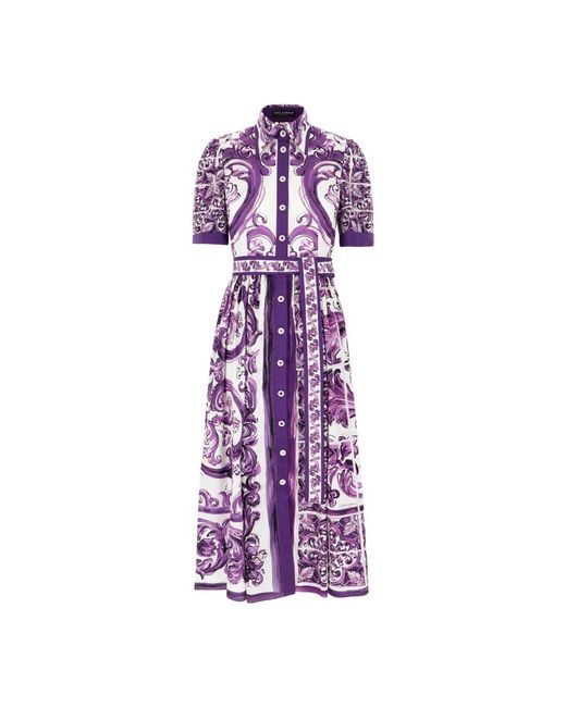 Dolce & Gabbana Purple Shirt Dresses