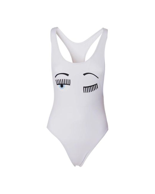 Chiara Ferragni White Interoeyes Einteiliger Badeanzug