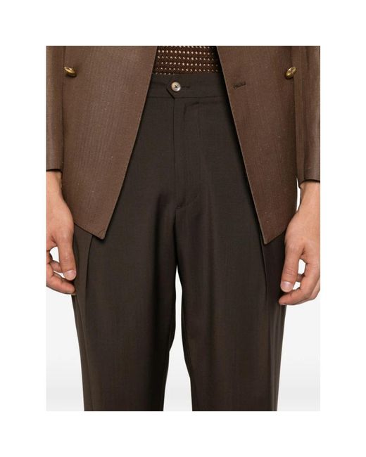 BRIGLIA Brown Cropped Trousers for men
