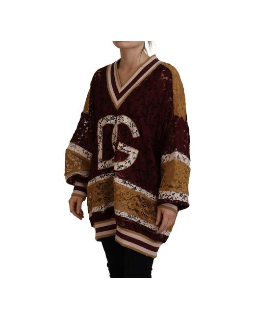 Dolce & Gabbana Brown V-Neck Knitwear