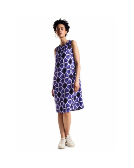 Street One Mouwloze Zomerjurk Met Ruchedetail in het Purple