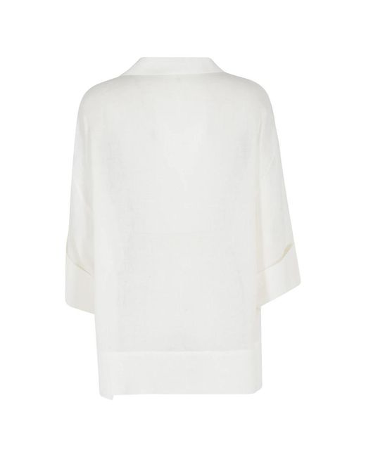 Eleventy V-Hals Blouse in het White