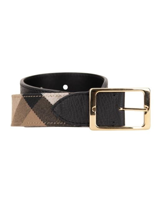 Burberry Leren Riem Met Logo Gesp in het Black
