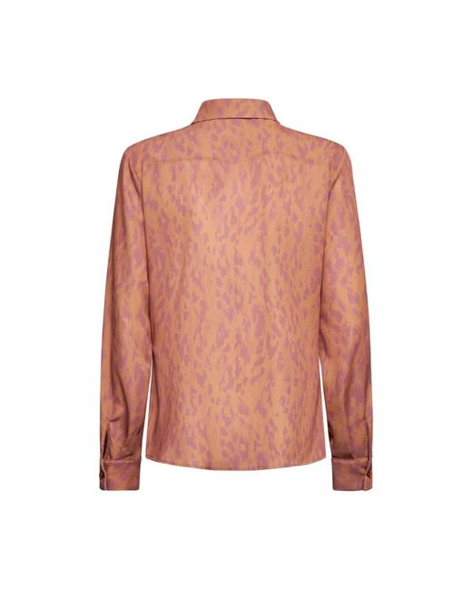 Silvian Heach Overhemden ,Veelkleurig ,Satijn Satijnen Blouse Met Dierenprint in het Pink