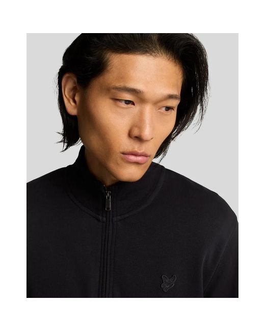 Lyle & Scott Hoodies & Sweatvesten ,Zwart ,Katoen Superfine Katoen 1/4 Zip Sweatshirt in het Blue voor heren