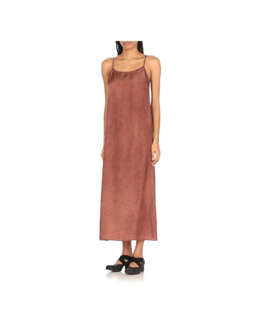 Uma Wang Brown Bordeaux Kleid Mit Ausgestelltem Saum