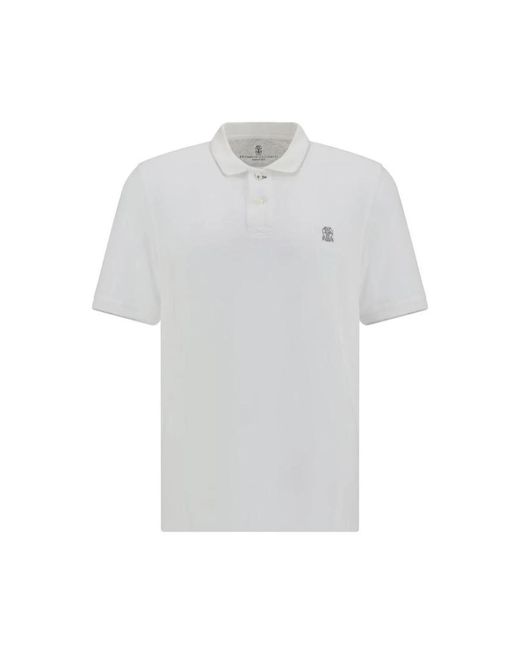 Brunello Cucinelli Klassisches Polo-Shirt Mit Kontrastierender Paspelierung in White für Herren