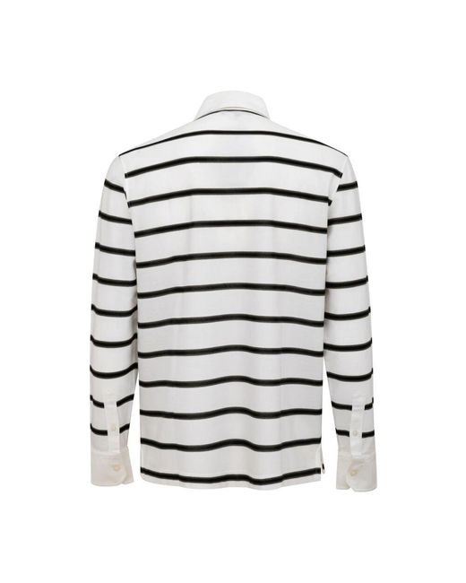 Canali Gestreiftes langarm-poloshirt in White für Herren