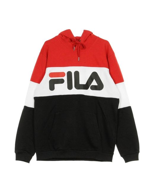 Fila Hoodies & Sweatvesten ,Veelkleurig ,Lichtgewicht Hoodie Nacht Geblokkeerd Rood/Zwart/Wit in het Red voor heren