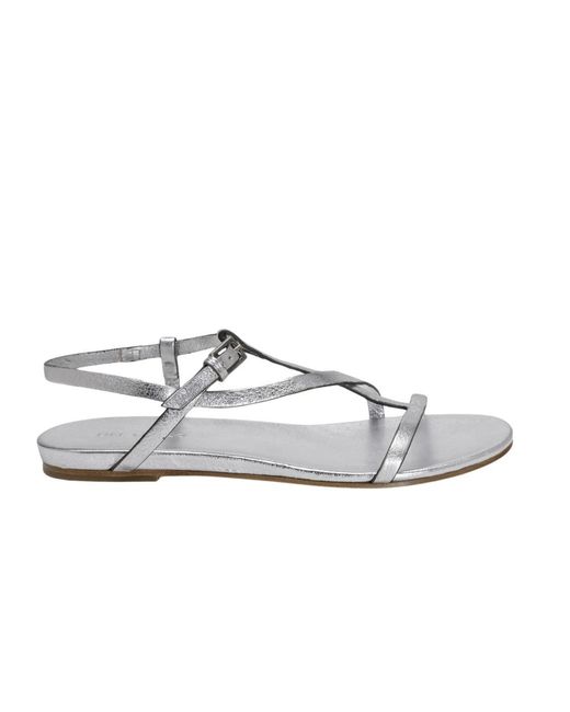 Metallic silver flat sandal di Roberto Del Carlo