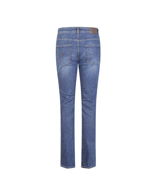 Fay Stretch-Denim-Jeans Mit Lederpatch in Blue für Herren