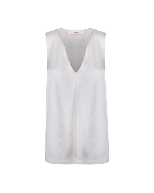Jucca White Sleeveless Tops