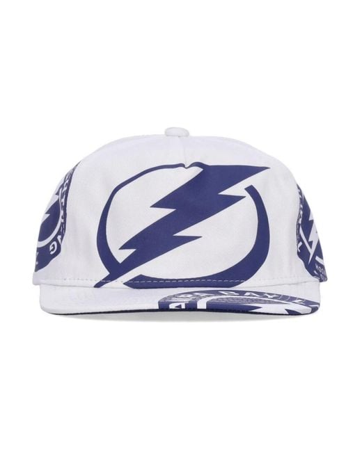 Mitchell & Ness Accessoires ,Wit ,Katoen Tampa Bay Lightning Flat Brim Cap in het Blue voor heren