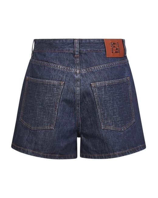 Fendi Flared Denim Shorts in het Blue