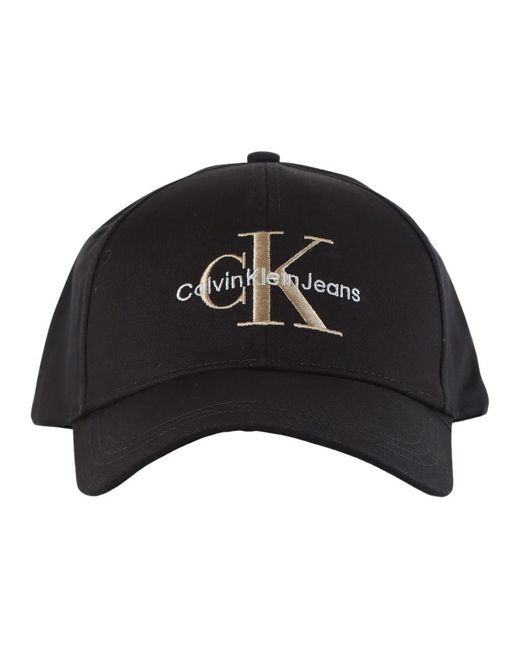 Cappello in cotone con ricamo logo frontale di Calvin Klein in Black da Uomo