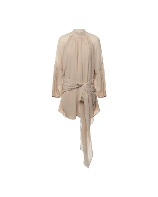 ROTATE BIRGER CHRISTENSEN Natural Gepolstertes Schulter Kleid