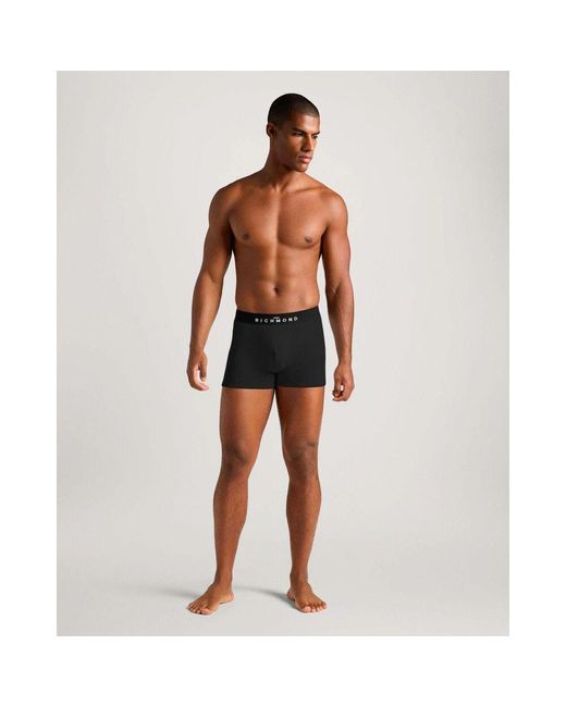 John Richmond Tief sitzende baumwollboxershorts-packung in Black für Herren