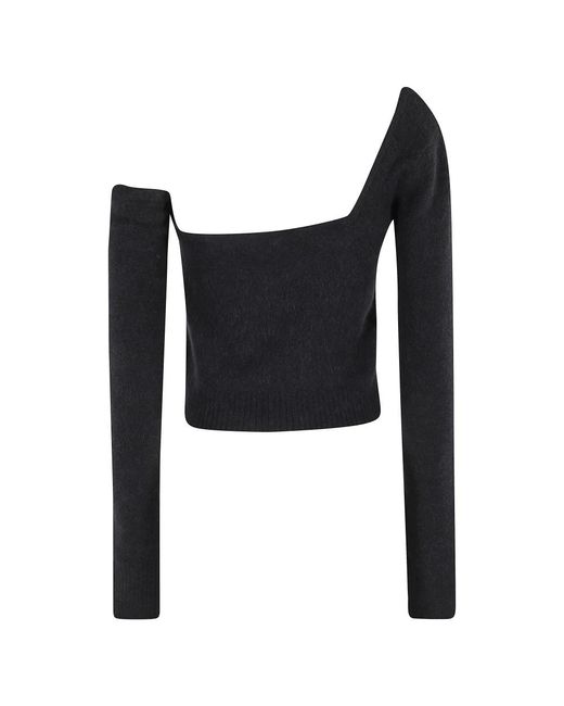 Blumarine Black Schwarzer One-Shoulder-Strickpullover