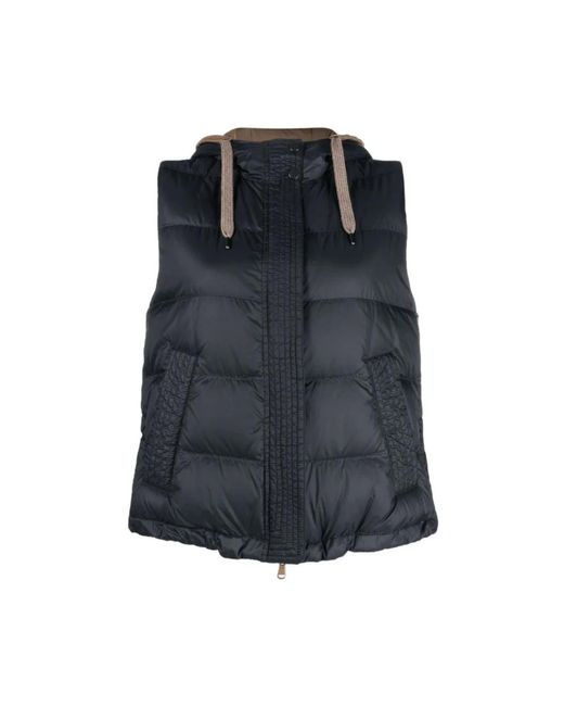 Chaleco acolchado con capucha Brunello Cucinelli de color Blue