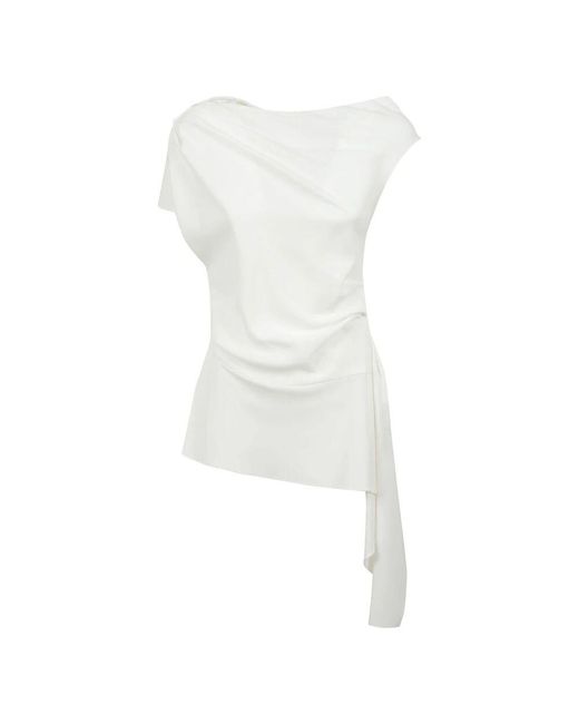 Jonathan Simkhai White Asymmetrisches Drapiertes Top Mit Einzigartigem Design