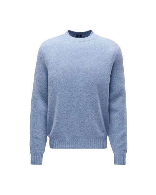 Fedeli Blue Round-Neck Knitwear for men