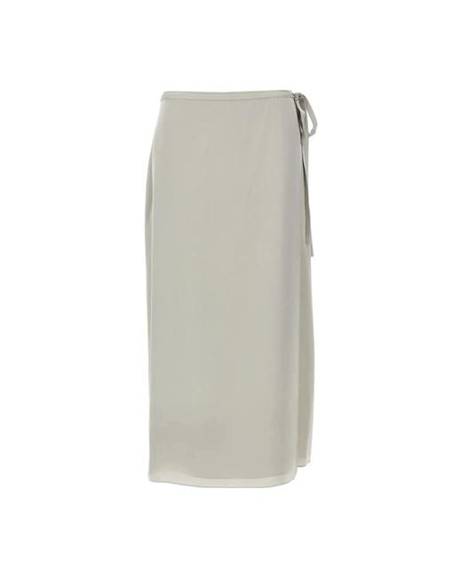 スカート THEORY Women Mid Skirts O0709302P3A Gray Theory satin-finish Silk Midi Skirt | Grey | FARFETCH