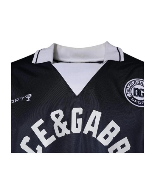 Dolce & Gabbana Blue Logo Jersey Collared Pullover Sweater for men