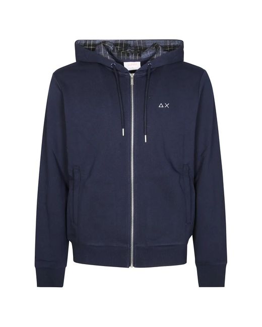 Sun 68 Contraststof Rits Hoodie in het Blue voor heren
