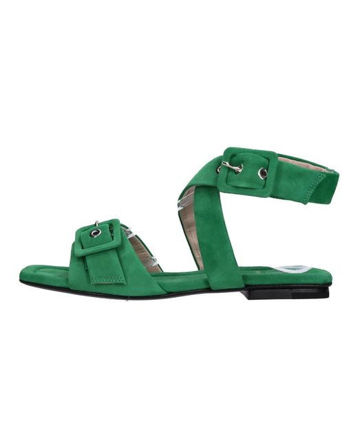 Fabi Green Flat Sandals